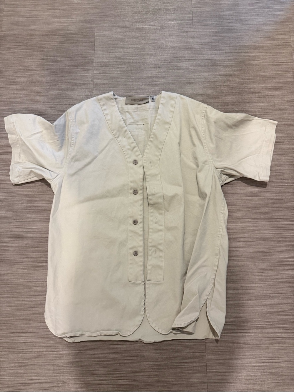 Essentials Short-Sleeve Button-Front Shirt in Cream